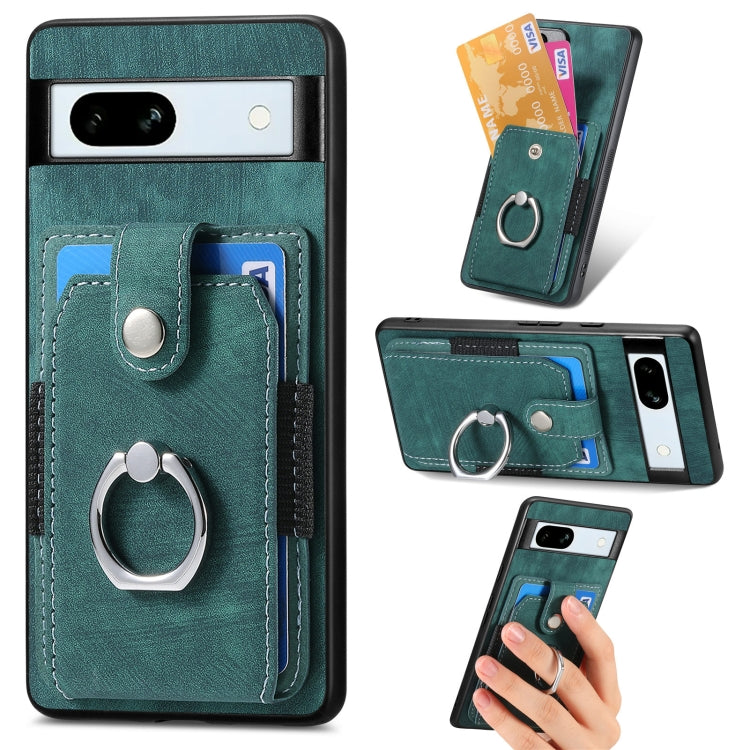 Retro cassa del telefono del raccoglitore della carta dell'anello di pelle-tatto, For Google Pixel 10 Pro XL, For Google Pixel 9a, For Google Pixel 9 Pro XL, For Google Pixel 7a