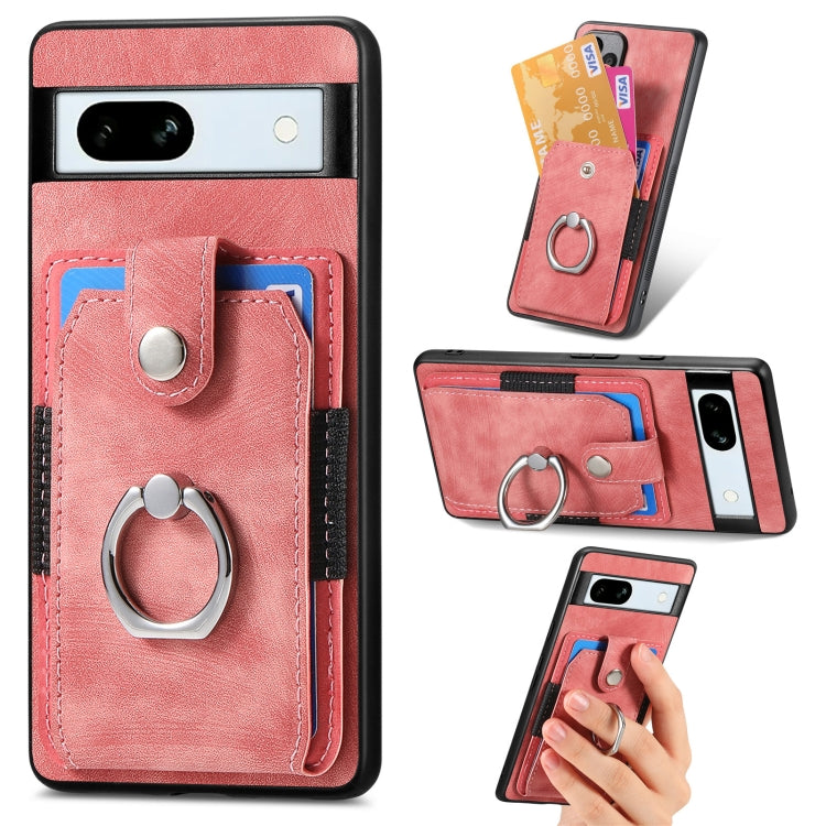 Retro cassa del telefono del raccoglitore della carta dell'anello di pelle-tatto, For Google Pixel 10 Pro XL, For Google Pixel 9a, For Google Pixel 9 Pro XL, For Google Pixel 7a