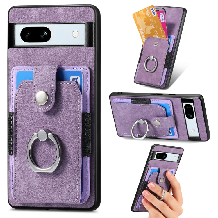 Retro cassa del telefono del raccoglitore della carta dell'anello di pelle-tatto, For Google Pixel 10 Pro XL, For Google Pixel 9a, For Google Pixel 9 Pro XL, For Google Pixel 7a