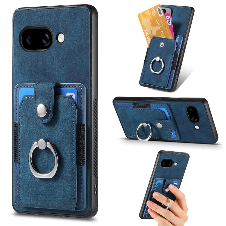 Retro cassa del telefono del raccoglitore della carta dell'anello di pelle-tatto, For Google Pixel 10 Pro XL, For Google Pixel 9a, For Google Pixel 9 Pro XL, For Google Pixel 7a