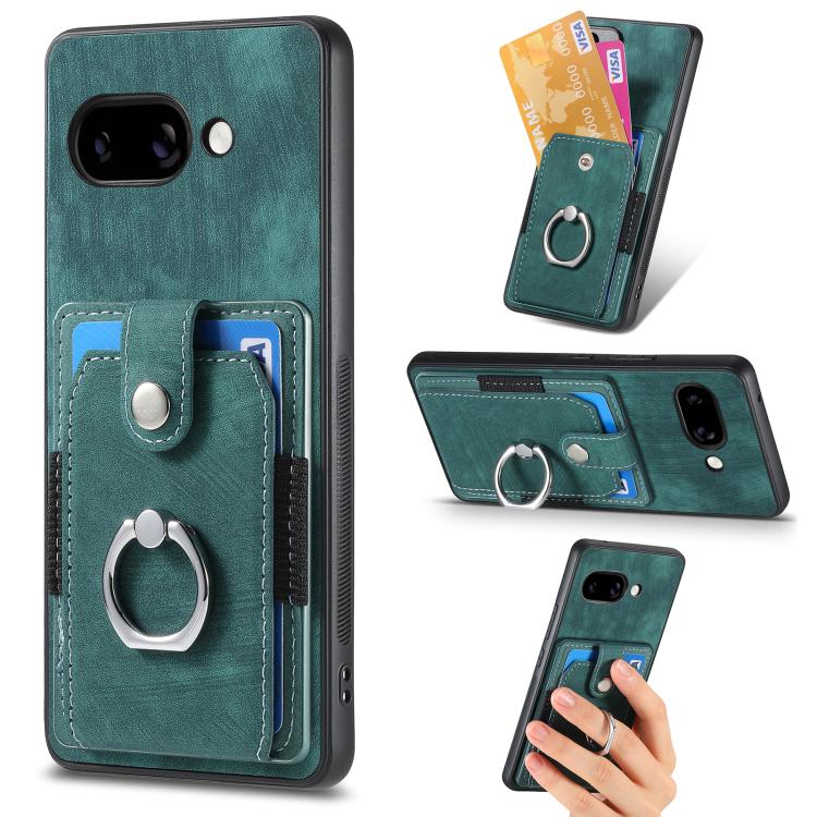 Retro cassa del telefono del raccoglitore della carta dell'anello di pelle-tatto, For Google Pixel 10 Pro XL, For Google Pixel 9a, For Google Pixel 9 Pro XL, For Google Pixel 7a