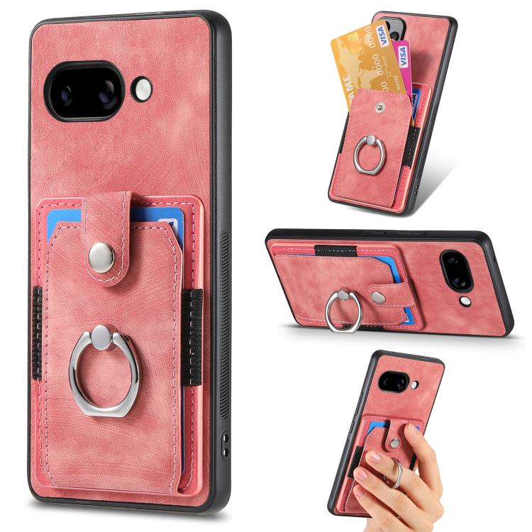 Retro cassa del telefono del raccoglitore della carta dell'anello di pelle-tatto, For Google Pixel 10 Pro XL, For Google Pixel 9a, For Google Pixel 9 Pro XL, For Google Pixel 7a