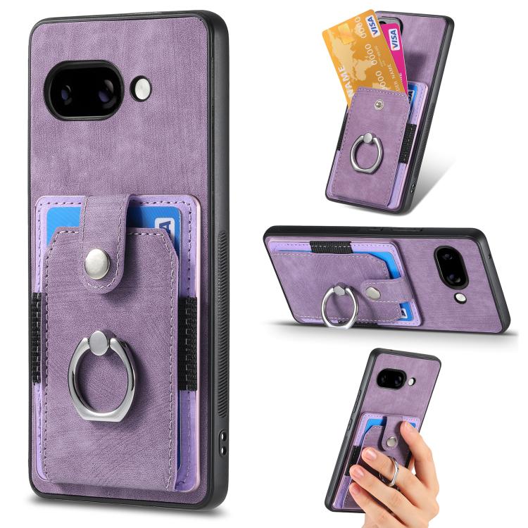 Retro cassa del telefono del raccoglitore della carta dell'anello di pelle-tatto, For Google Pixel 10 Pro XL, For Google Pixel 9a, For Google Pixel 9 Pro XL, For Google Pixel 7a