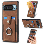 Retro cassa del telefono del raccoglitore della carta dell'anello di pelle-tatto, For Google Pixel 10 Pro XL, For Google Pixel 9a, For Google Pixel 9 Pro XL, For Google Pixel 7a