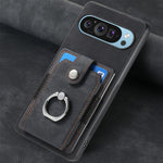 Retro cassa del telefono del raccoglitore della carta dell'anello di pelle-tatto, For Google Pixel 10 Pro XL, For Google Pixel 9a, For Google Pixel 9 Pro XL, For Google Pixel 7a