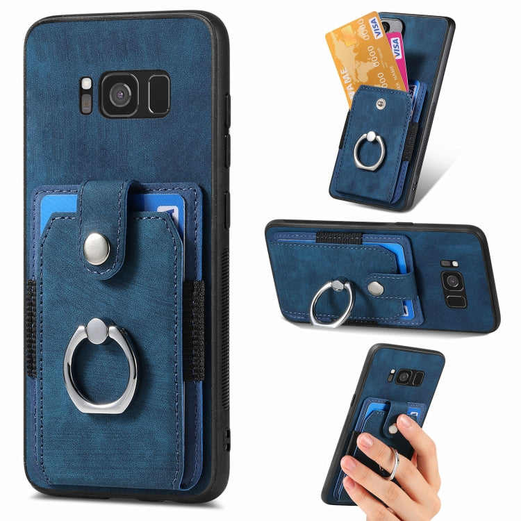 Custodia portafoglio TPU e PU con anello per Samsung Galaxy S24+