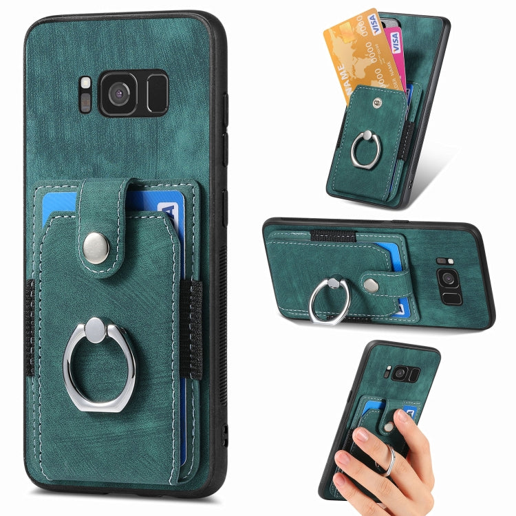 Custodia portafoglio TPU e PU con anello per Samsung Galaxy S24+