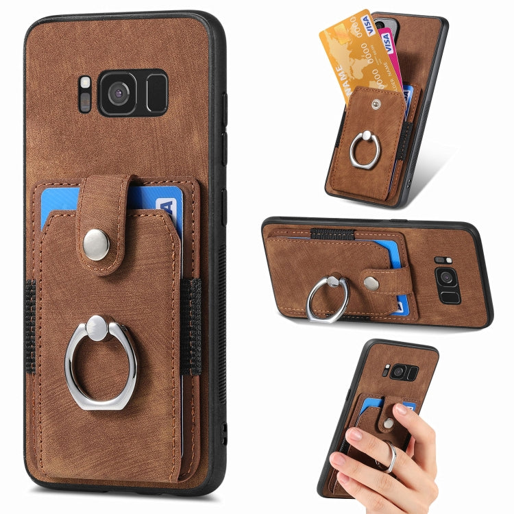 Custodia portafoglio TPU e PU con anello per Samsung Galaxy S24+