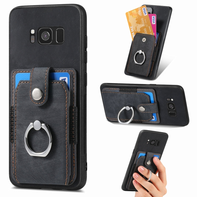 Custodia portafoglio TPU e PU con anello per Samsung Galaxy S24+