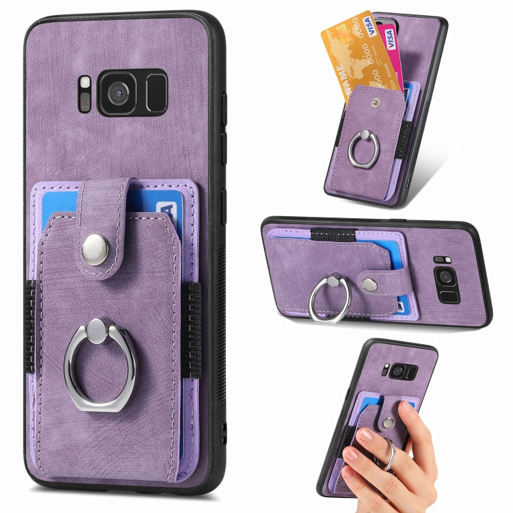Custodia portafoglio TPU e PU con anello per Samsung Galaxy S24+