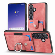 Custodia portafoglio TPU e PU con anello per Samsung Galaxy S24+
