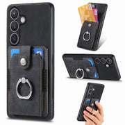 Custodia portafoglio TPU e PU con anello per Samsung Galaxy S24+