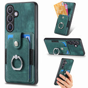 Custodia portafoglio TPU e PU con anello per Samsung Galaxy S24+