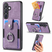 Custodia portafoglio TPU e PU con anello per Samsung Galaxy S24+