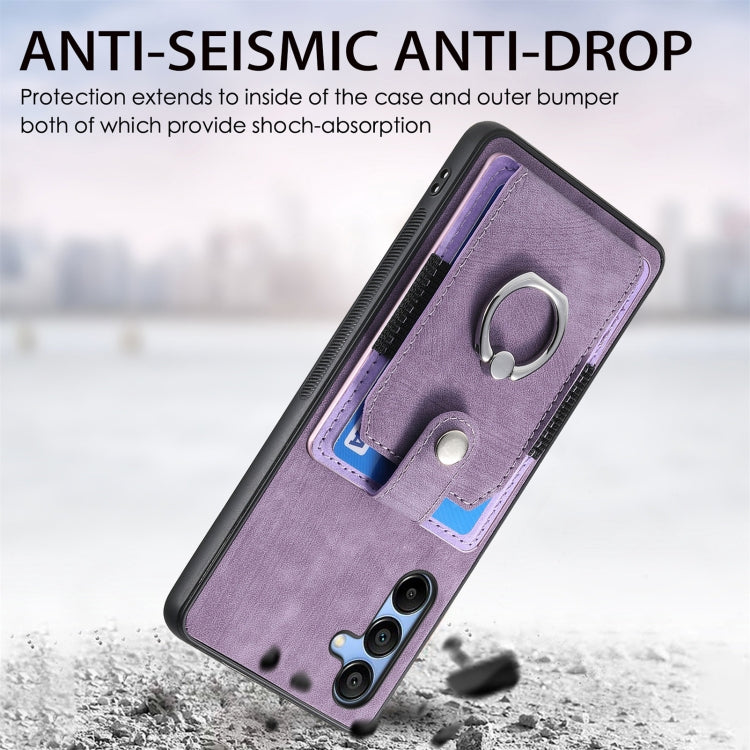 Custodia portafoglio TPU e PU con anello per Samsung Galaxy S24+