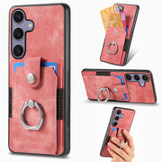 Custodia portafoglio TPU e PU con anello per Samsung Galaxy S25 5