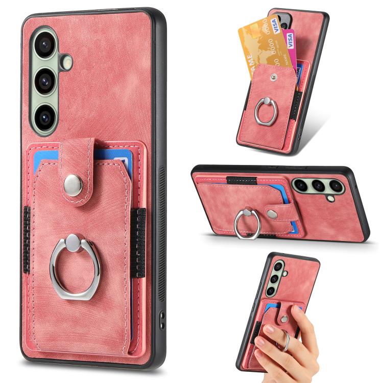 Custodia portafoglio TPU con anello per Samsung Galaxy S25 Edge