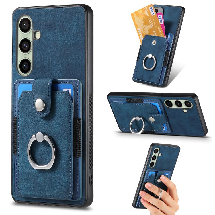 Custodia portafoglio TPU con anello per Samsung Galaxy S25 Edge
