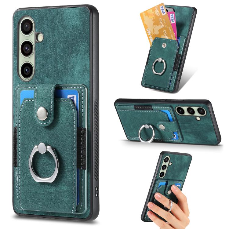 Custodia portafoglio TPU con anello per Samsung Galaxy S25 Edge
