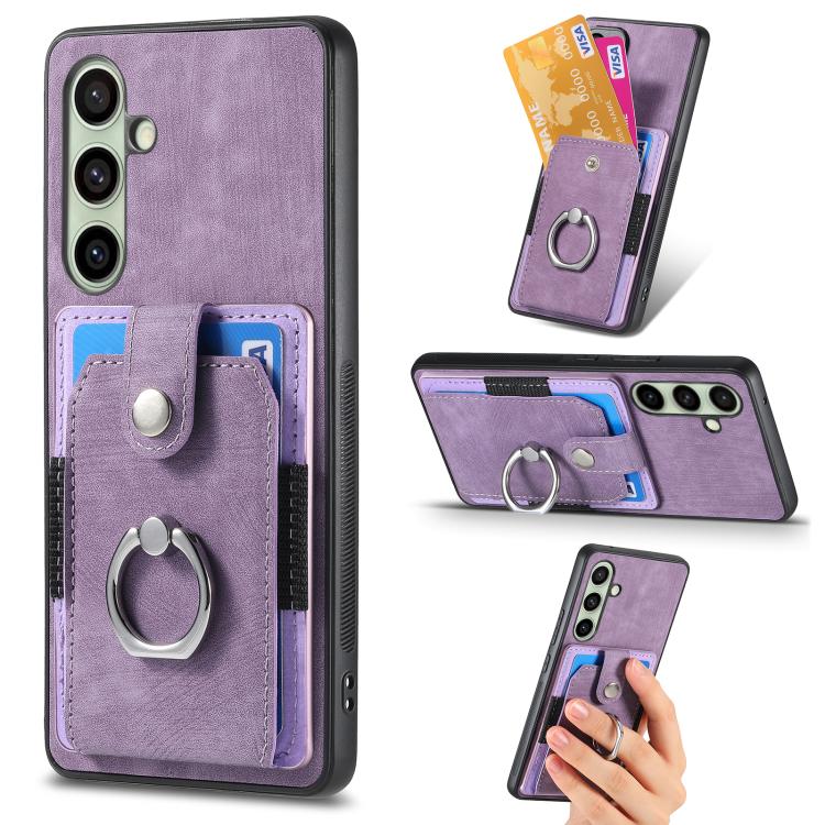 Custodia portafoglio TPU con anello per Samsung Galaxy S25 Edge