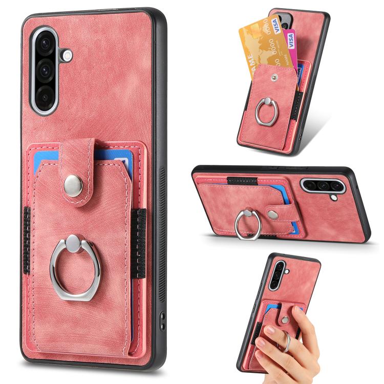 Custodia portafoglio TPU e PU con anello per Samsung Galaxy S25 5