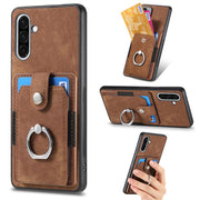 Custodia portafoglio TPU e PU con anello per Samsung Galaxy S25 5