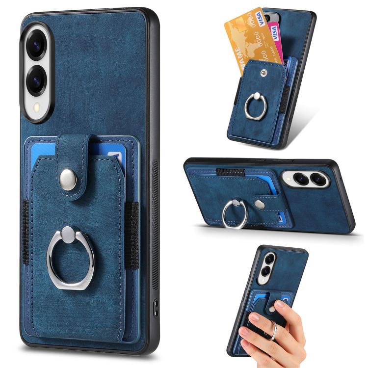 Custodia portafoglio TPU con anello per Samsung Galaxy S25 Edge