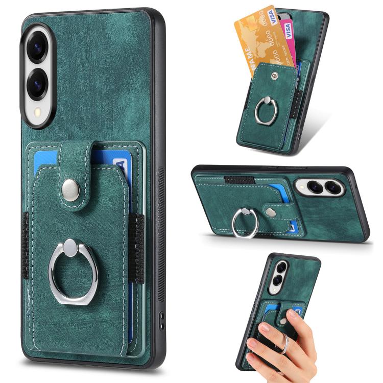 Custodia portafoglio TPU con anello per Samsung Galaxy S25 Edge