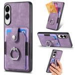 Custodia portafoglio TPU con anello per Samsung Galaxy S25 Edge
