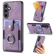 Custodia portafoglio TPU e PU con anello per Samsung Galaxy S24 F
