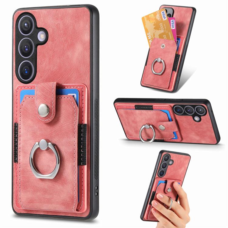 Custodia portafoglio in TPU con anello per Samsung Galaxy S25 Edg