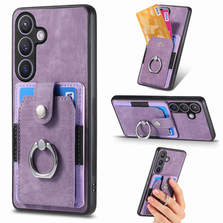 Custodia portafoglio TPU con anello per Samsung Galaxy S25 Edge