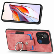 Retro cassa del telefono del raccoglitore della carta dell'anello di pelle-tatto, For Redmi 12C, For Redmi Note 12 4G, For Redmi Note 12 Pro+