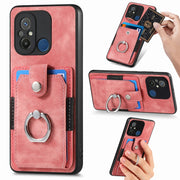 Retro cassa del telefono del raccoglitore della carta dell'anello di pelle-tatto, For Redmi 12C, For Redmi Note 12 4G, For Redmi Note 12 Pro+