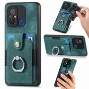 Retro cassa del telefono del raccoglitore della carta dell'anello di pelle-tatto, For Redmi 12C, For Redmi Note 12 4G, For Redmi Note 12 Pro+
