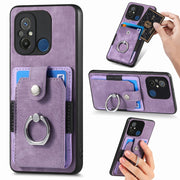 Retro cassa del telefono del raccoglitore della carta dell'anello di pelle-tatto, For Redmi 12C, For Redmi Note 12 4G, For Redmi Note 12 Pro+