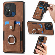 Retro cassa del telefono del raccoglitore della carta dell'anello di pelle-tatto, For Redmi 12C, For Redmi Note 12 4G, For Redmi Note 12 Pro+
