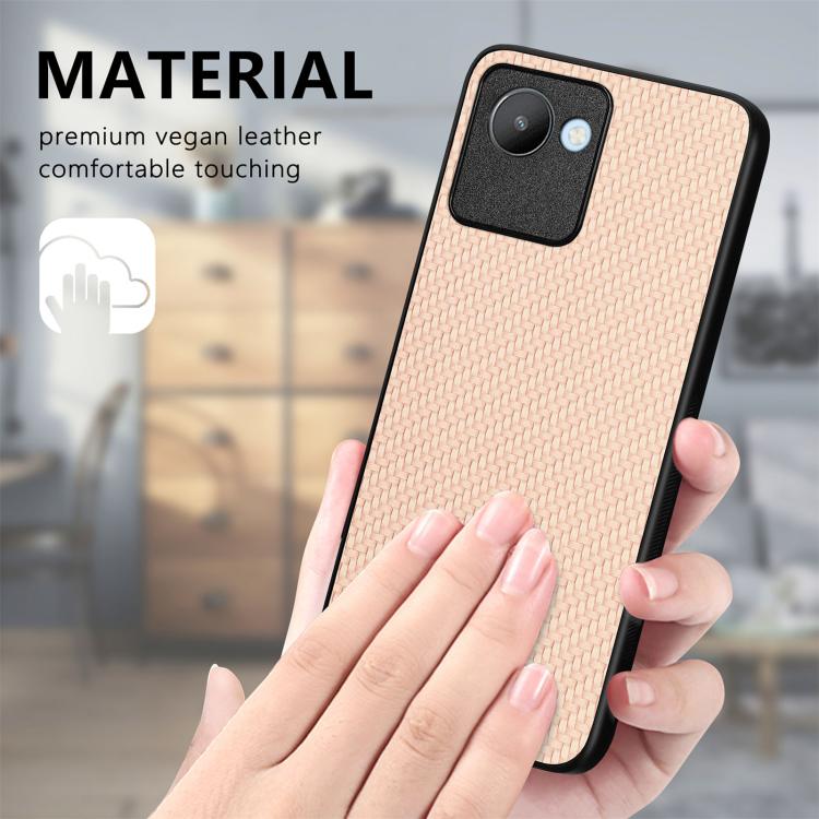 Cover posteriore in pelle con texture in fibra di carbonio, For Realme 14 Pro+, For Realme 14 Pro, For Realme Neo7, For Realme C30