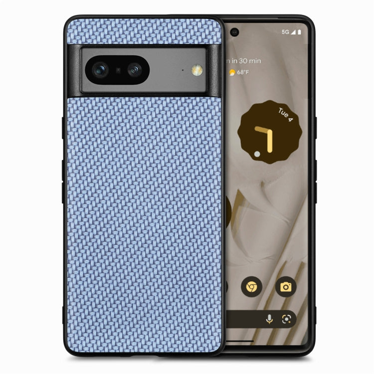 Cover posteriore in pelle con texture in fibra di carbonio, For Google Pixel 9 / 9 Pro, For Google Pixel 7a, For Google Pixel 6a, For Google Pixel 6 Pro