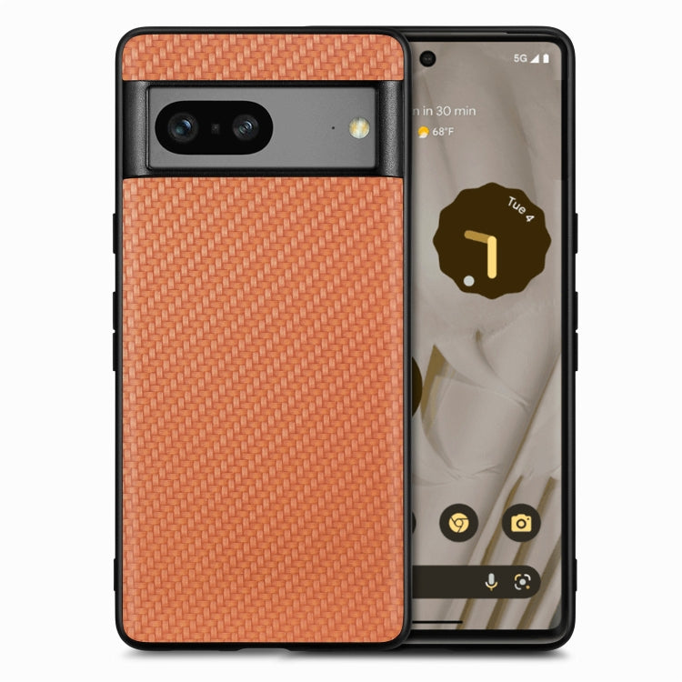Cover posteriore in pelle con texture in fibra di carbonio, For Google Pixel 9 / 9 Pro, For Google Pixel 7a, For Google Pixel 6a, For Google Pixel 6 Pro