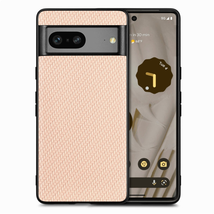 Cover posteriore in pelle con texture in fibra di carbonio, For Google Pixel 9 / 9 Pro, For Google Pixel 7a, For Google Pixel 6a, For Google Pixel 6 Pro