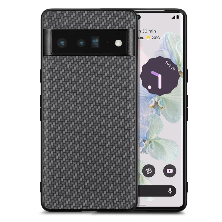 Cover posteriore in pelle con texture in fibra di carbonio, For Google Pixel 9 / 9 Pro, For Google Pixel 7a, For Google Pixel 6a, For Google Pixel 6 Pro