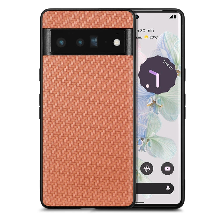 Cover posteriore in pelle con texture in fibra di carbonio, For Google Pixel 9 / 9 Pro, For Google Pixel 7a, For Google Pixel 6a, For Google Pixel 6 Pro