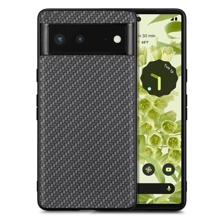 Cover posteriore in pelle con texture in fibra di carbonio, For Google Pixel 6