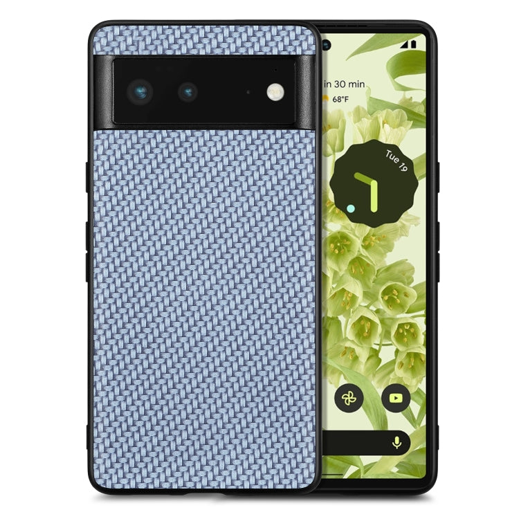 Cover posteriore in pelle con texture in fibra di carbonio, For Google Pixel 6