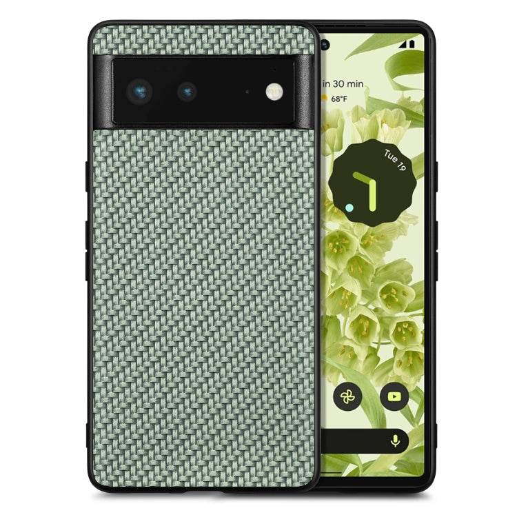Cover posteriore in pelle con texture in fibra di carbonio, For Google Pixel 6