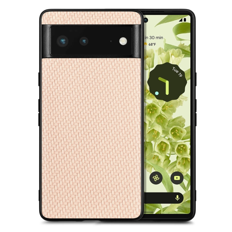 Cover posteriore in pelle con texture in fibra di carbonio, For Google Pixel 6