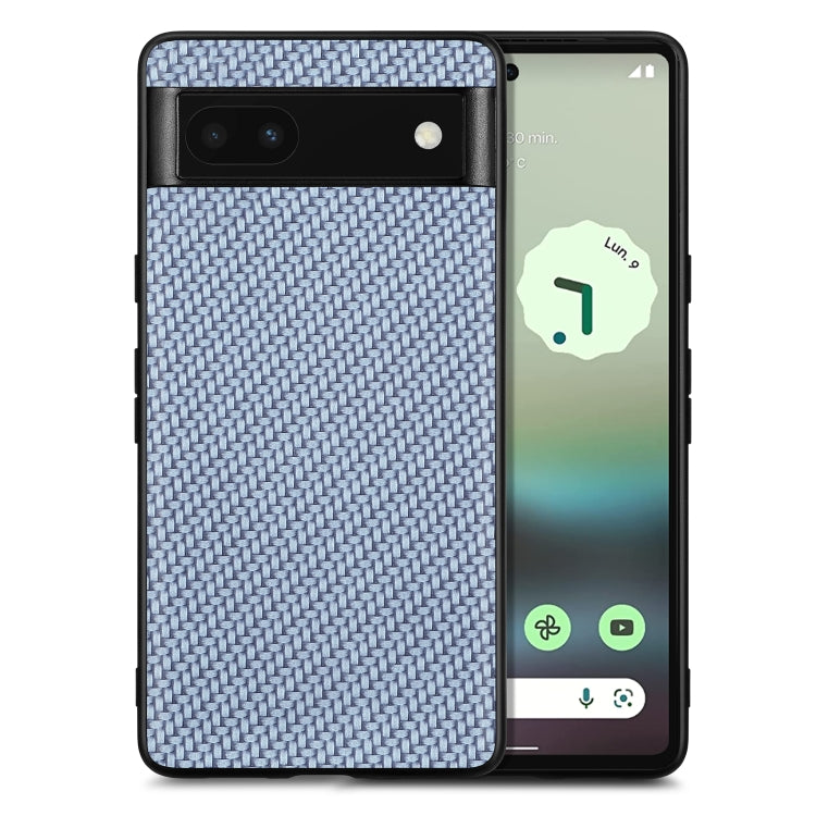 Cover posteriore in pelle con texture in fibra di carbonio, For Google Pixel 9 / 9 Pro, For Google Pixel 7a, For Google Pixel 6a, For Google Pixel 6 Pro