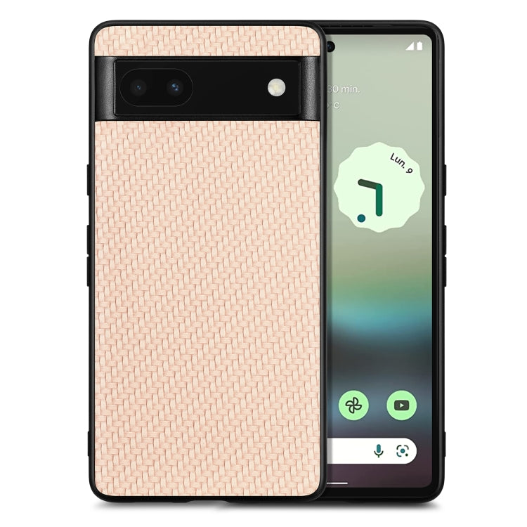 Cover posteriore in pelle con texture in fibra di carbonio, For Google Pixel 9 / 9 Pro, For Google Pixel 7a, For Google Pixel 6a, For Google Pixel 6 Pro