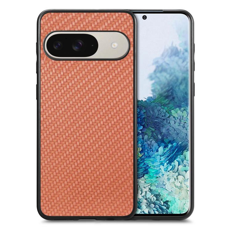 Cover posteriore in pelle con texture in fibra di carbonio, For Google Pixel 9 / 9 Pro, For Google Pixel 7a, For Google Pixel 6a, For Google Pixel 6 Pro